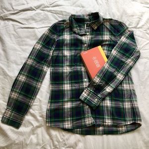 J.Crew green plaid collared shirt